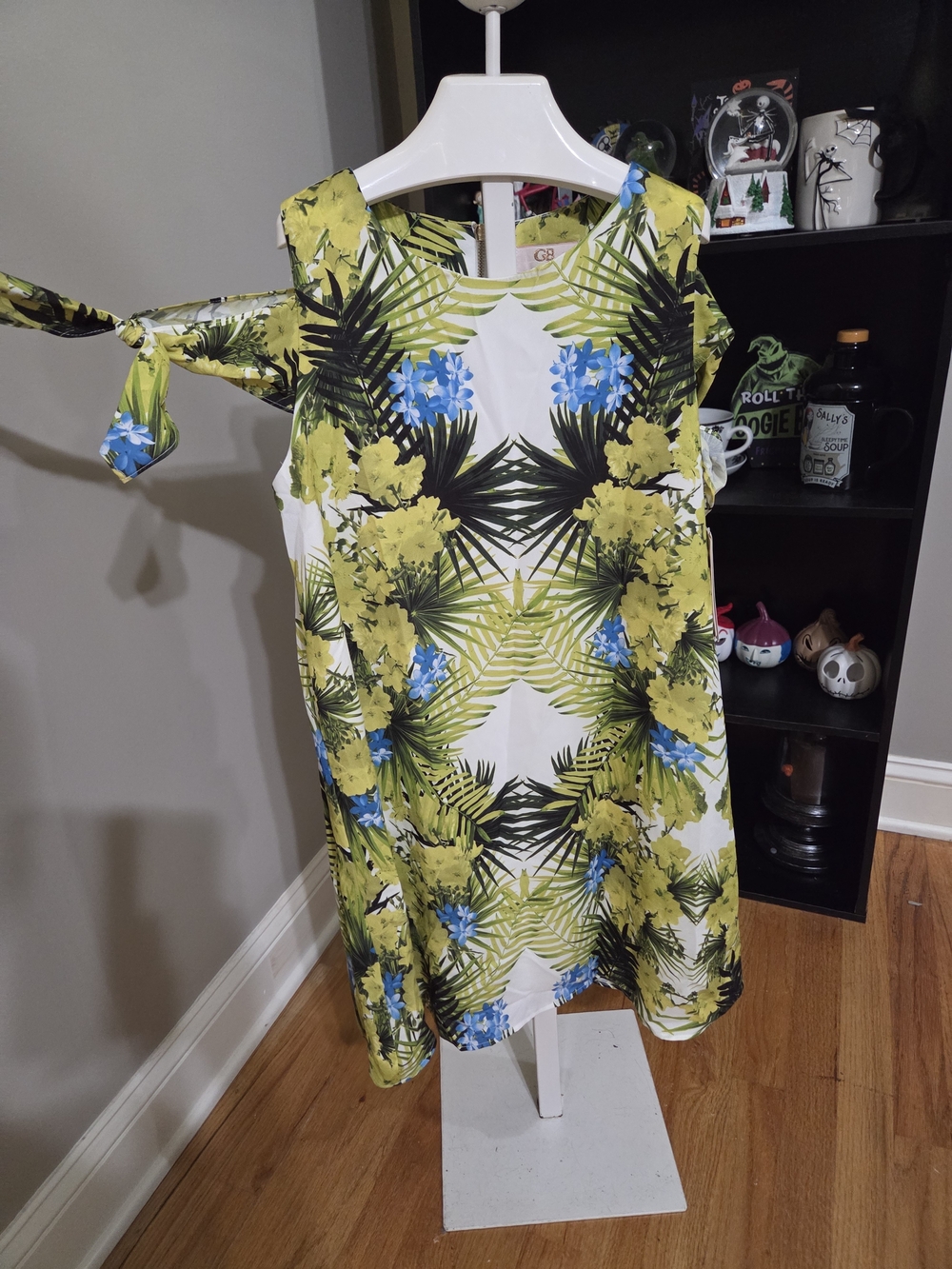 GB girls Green & Blue Tropical Tie-Shoulder Dress
